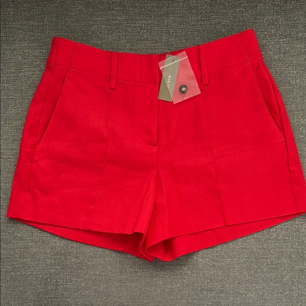 J.Crew Pintuck suit short in stretch linen blend